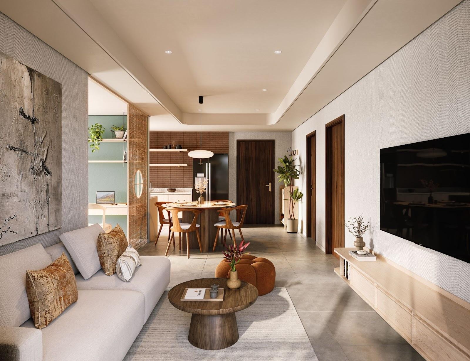 A living room with a couch and a tvAI-generated content may be incorrect.